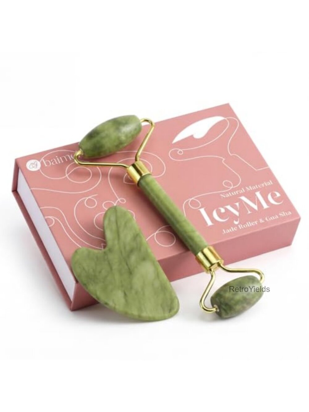 Jade Face Roller & Gua Sha Set Natural Stone Skin Care Tools Gift